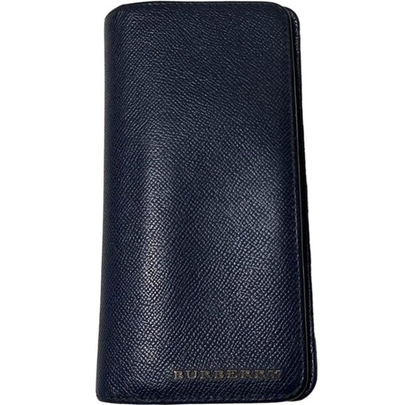 713178U Burberry Wallet Long Navy Blue Leather - Picture 1 of 10